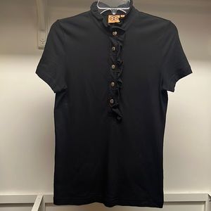Tory Burch Lidia Short Sleeve Ruffle Polo Shirt